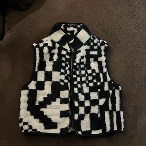 Vintage Vest cropped black and white size L